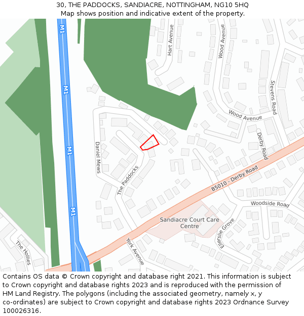 30, THE PADDOCKS, SANDIACRE, NOTTINGHAM, NG10 5HQ: Location map and indicative extent of plot