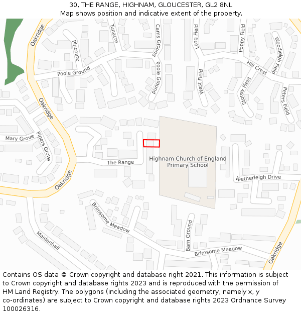 30, THE RANGE, HIGHNAM, GLOUCESTER, GL2 8NL: Location map and indicative extent of plot