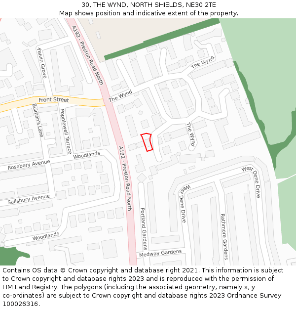 30, THE WYND, NORTH SHIELDS, NE30 2TE: Location map and indicative extent of plot