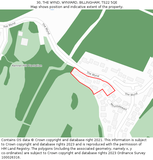 30, THE WYND, WYNYARD, BILLINGHAM, TS22 5QE: Location map and indicative extent of plot