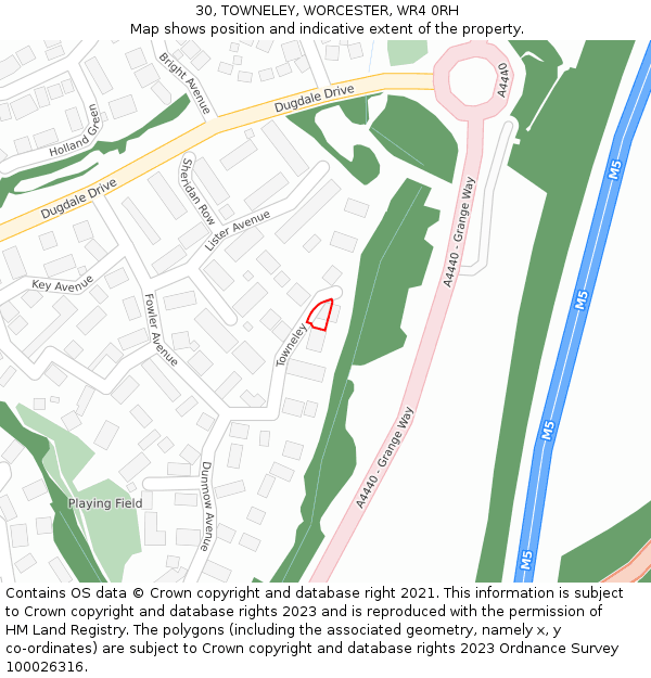 30, TOWNELEY, WORCESTER, WR4 0RH: Location map and indicative extent of plot