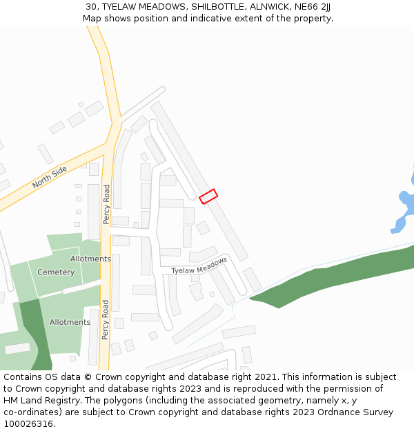 30, TYELAW MEADOWS, SHILBOTTLE, ALNWICK, NE66 2JJ: Location map and indicative extent of plot