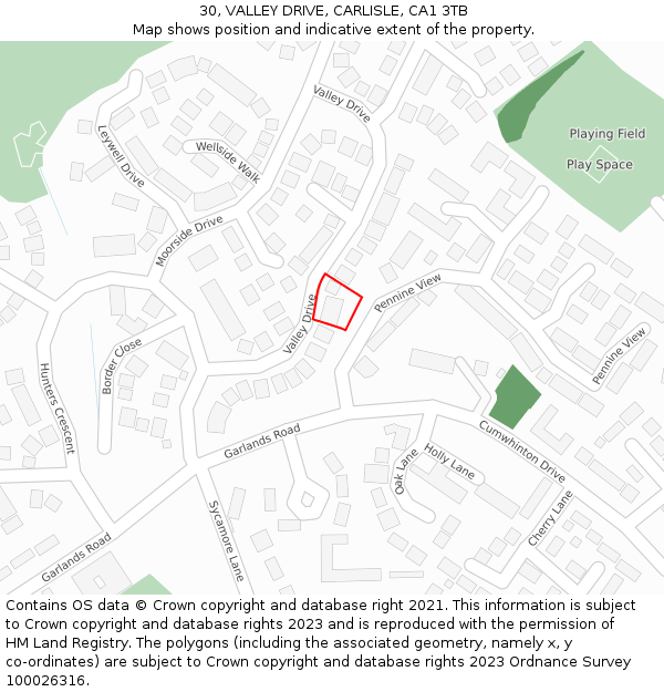 30, VALLEY DRIVE, CARLISLE, CA1 3TB: Location map and indicative extent of plot