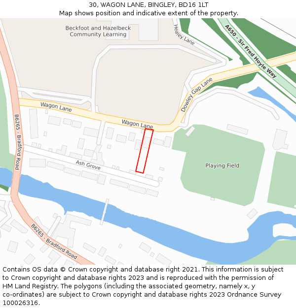 30, WAGON LANE, BINGLEY, BD16 1LT: Location map and indicative extent of plot