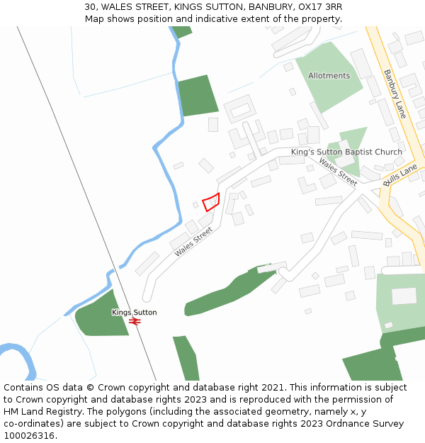 30, WALES STREET, KINGS SUTTON, BANBURY, OX17 3RR: Location map and indicative extent of plot