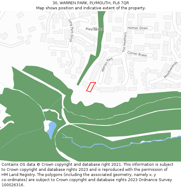 30, WARREN PARK, PLYMOUTH, PL6 7QR: Location map and indicative extent of plot