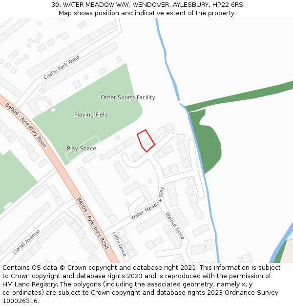 30, WATER MEADOW WAY, WENDOVER, AYLESBURY, HP22 6RS: Location map and indicative extent of plot