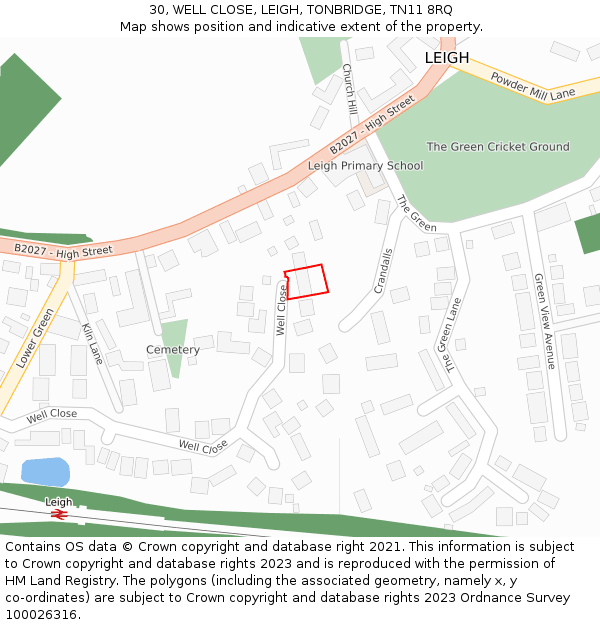 30, WELL CLOSE, LEIGH, TONBRIDGE, TN11 8RQ: Location map and indicative extent of plot