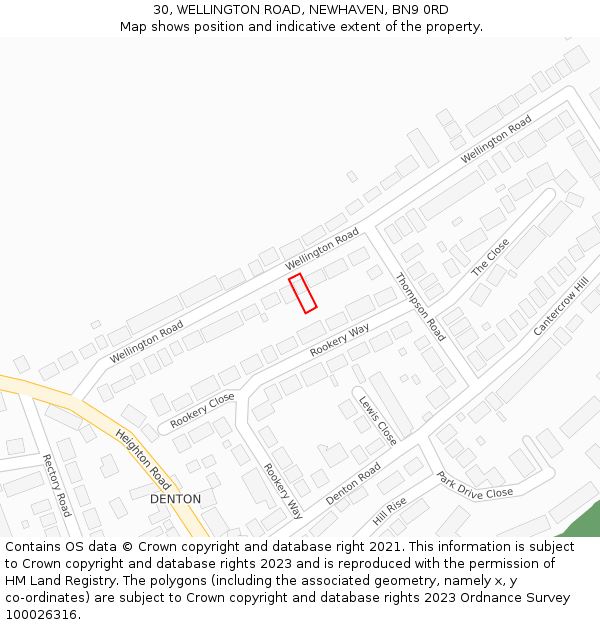 30, WELLINGTON ROAD, NEWHAVEN, BN9 0RD: Location map and indicative extent of plot