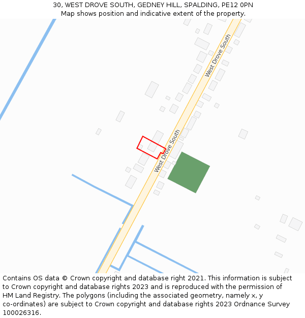 30, WEST DROVE SOUTH, GEDNEY HILL, SPALDING, PE12 0PN: Location map and indicative extent of plot