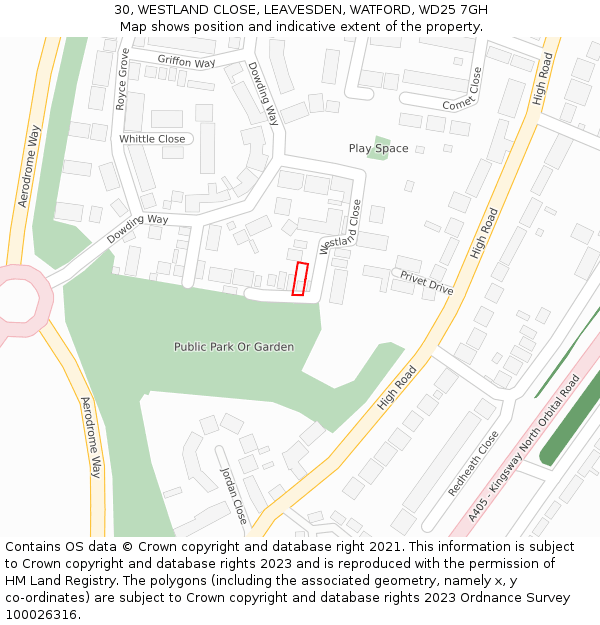 30, WESTLAND CLOSE, LEAVESDEN, WATFORD, WD25 7GH: Location map and indicative extent of plot