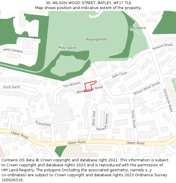 30, WILSON WOOD STREET, BATLEY, WF17 7LE: Location map and indicative extent of plot