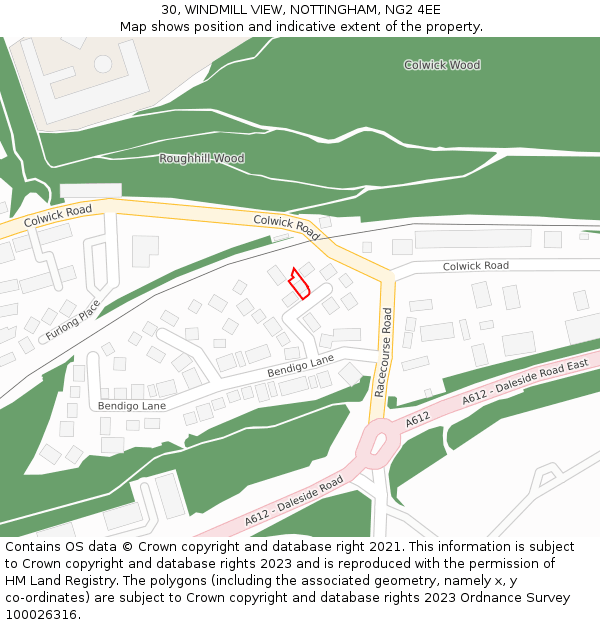 30, WINDMILL VIEW, NOTTINGHAM, NG2 4EE: Location map and indicative extent of plot