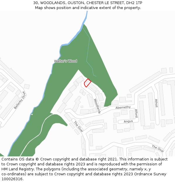 30, WOODLANDS, OUSTON, CHESTER LE STREET, DH2 1TP: Location map and indicative extent of plot