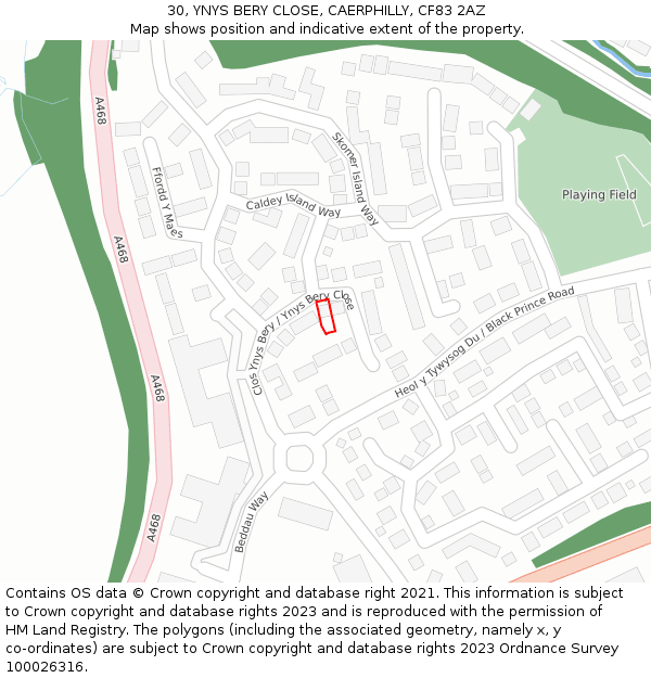 30, YNYS BERY CLOSE, CAERPHILLY, CF83 2AZ: Location map and indicative extent of plot