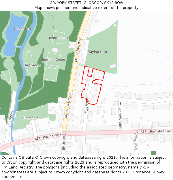 30, YORK STREET, GLOSSOP, SK13 8QW: Location map and indicative extent of plot