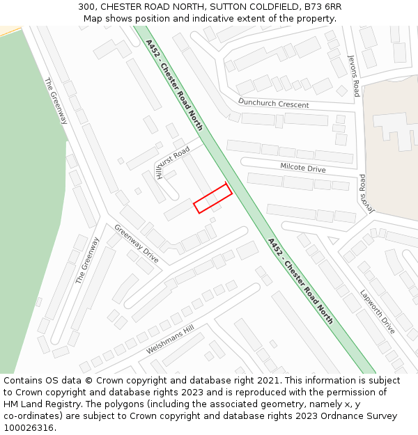 300, CHESTER ROAD NORTH, SUTTON COLDFIELD, B73 6RR: Location map and indicative extent of plot
