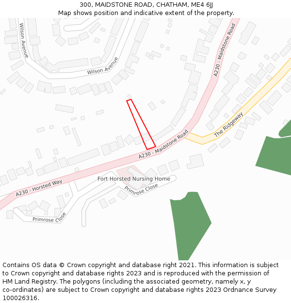 300, MAIDSTONE ROAD, CHATHAM, ME4 6JJ: Location map and indicative extent of plot