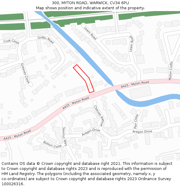 300, MYTON ROAD, WARWICK, CV34 6PU: Location map and indicative extent of plot