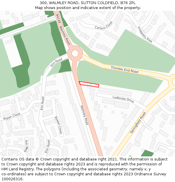 300, WALMLEY ROAD, SUTTON COLDFIELD, B76 2PL: Location map and indicative extent of plot