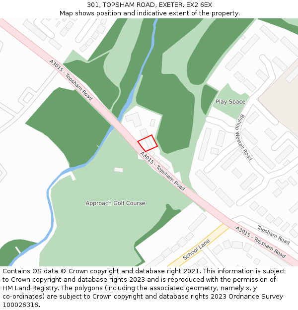 301, TOPSHAM ROAD, EXETER, EX2 6EX: Location map and indicative extent of plot