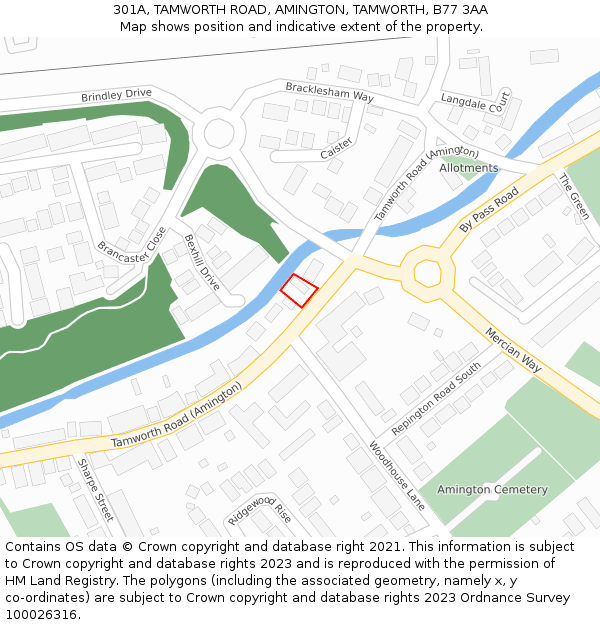 301A, TAMWORTH ROAD, AMINGTON, TAMWORTH, B77 3AA: Location map and indicative extent of plot