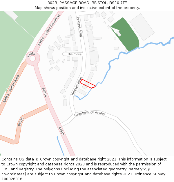 302B, PASSAGE ROAD, BRISTOL, BS10 7TE: Location map and indicative extent of plot