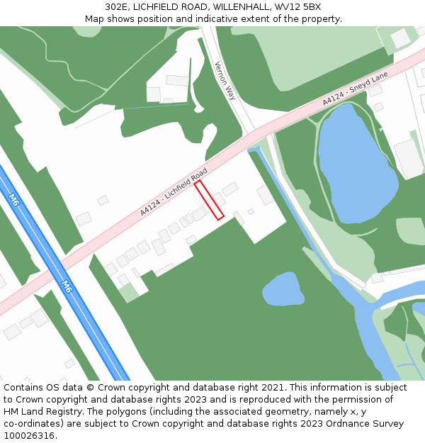 302E, LICHFIELD ROAD, WILLENHALL, WV12 5BX: Location map and indicative extent of plot
