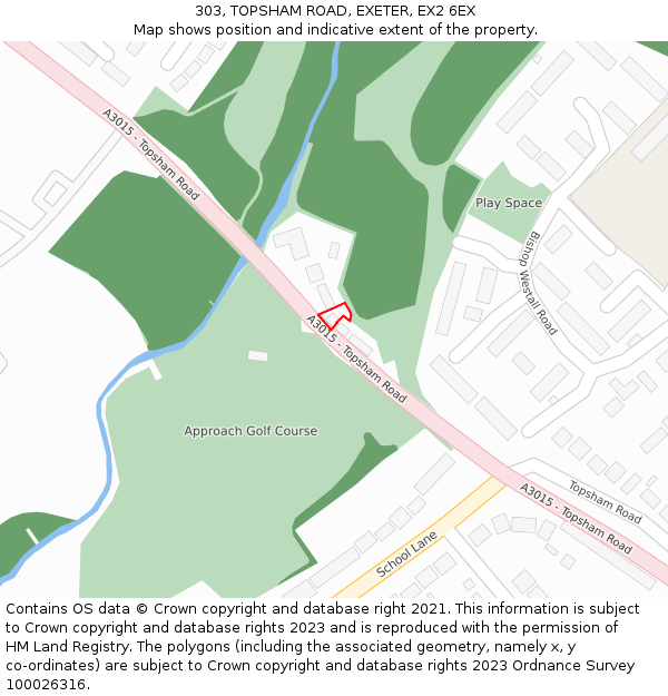 303, TOPSHAM ROAD, EXETER, EX2 6EX: Location map and indicative extent of plot