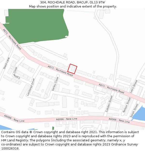 304, ROCHDALE ROAD, BACUP, OL13 9TW: Location map and indicative extent of plot