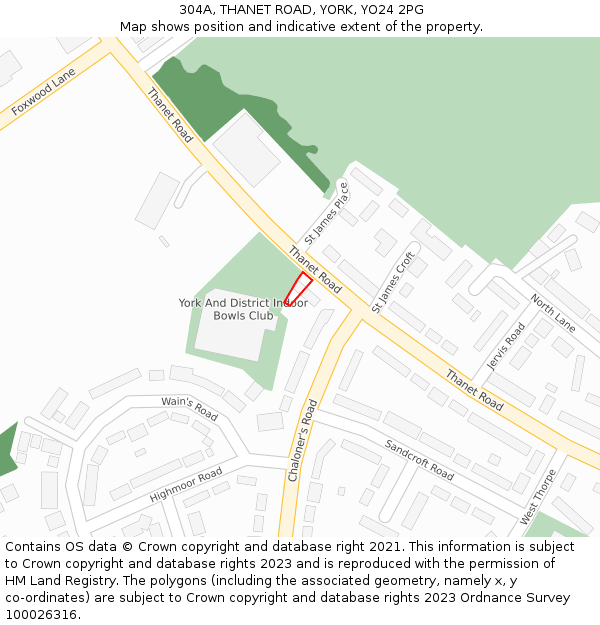 304A, THANET ROAD, YORK, YO24 2PG: Location map and indicative extent of plot