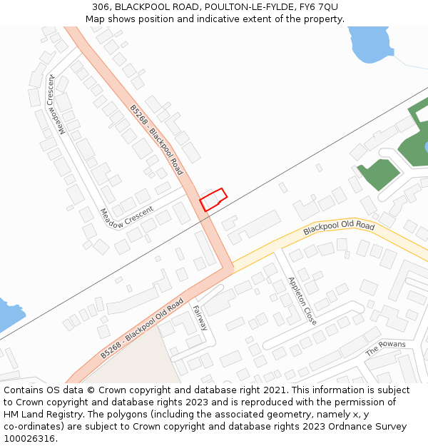 306, BLACKPOOL ROAD, POULTON-LE-FYLDE, FY6 7QU: Location map and indicative extent of plot