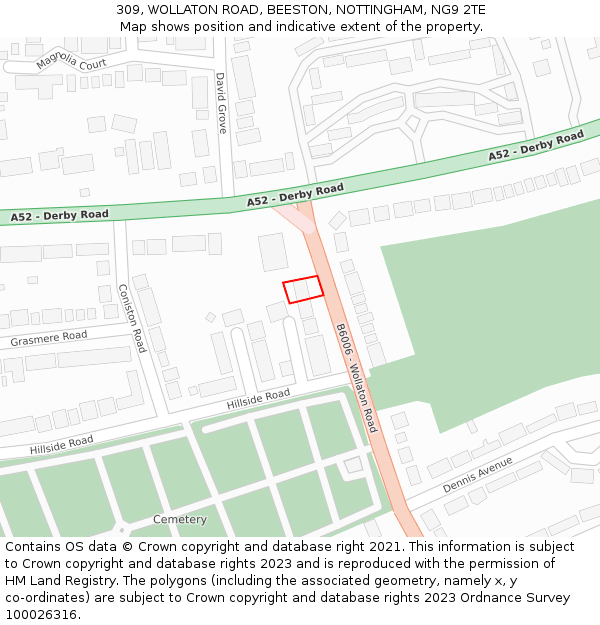 309, WOLLATON ROAD, BEESTON, NOTTINGHAM, NG9 2TE: Location map and indicative extent of plot