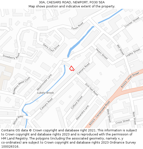 30A, CAESARS ROAD, NEWPORT, PO30 5EA: Location map and indicative extent of plot