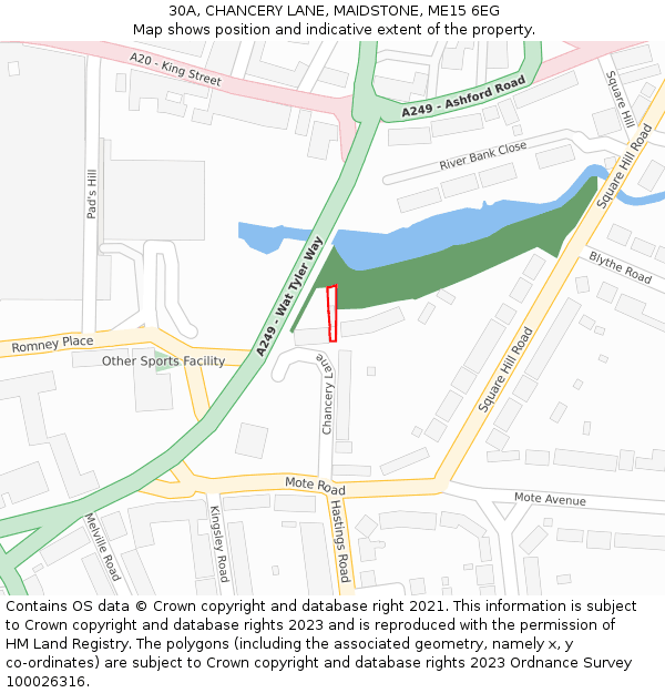 30A, CHANCERY LANE, MAIDSTONE, ME15 6EG: Location map and indicative extent of plot