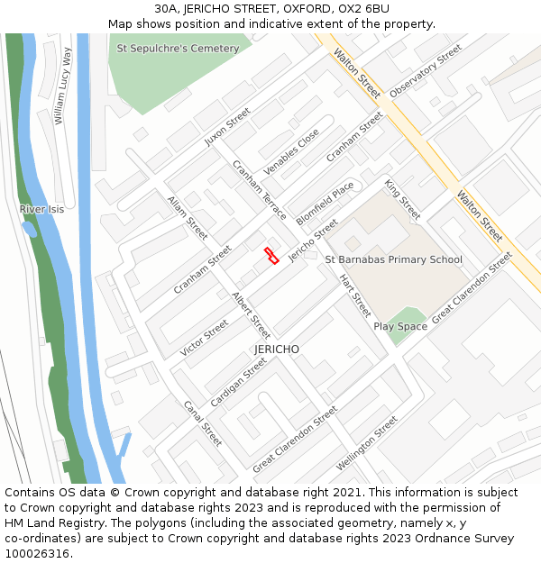 30A, JERICHO STREET, OXFORD, OX2 6BU: Location map and indicative extent of plot