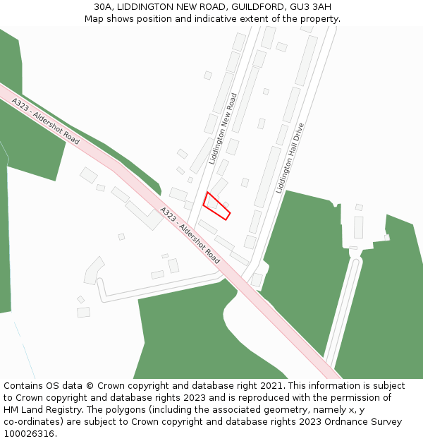 30A, LIDDINGTON NEW ROAD, GUILDFORD, GU3 3AH: Location map and indicative extent of plot