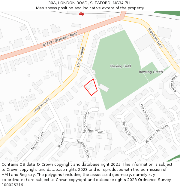 30A, LONDON ROAD, SLEAFORD, NG34 7LH: Location map and indicative extent of plot