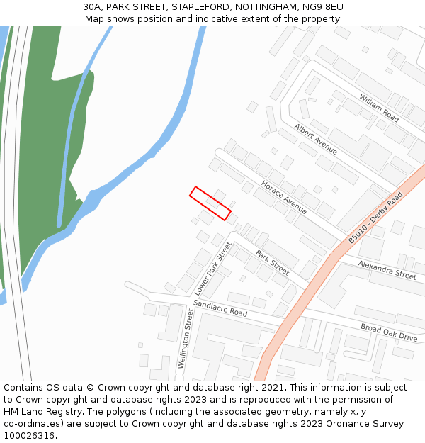 30A, PARK STREET, STAPLEFORD, NOTTINGHAM, NG9 8EU: Location map and indicative extent of plot