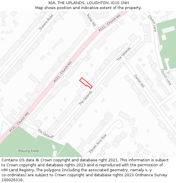 30A, THE UPLANDS, LOUGHTON, IG10 1NH: Location map and indicative extent of plot