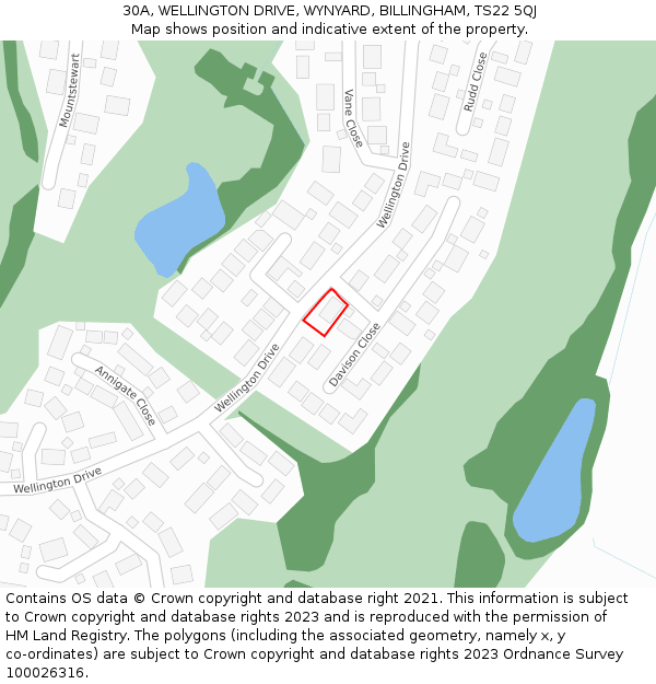 30A, WELLINGTON DRIVE, WYNYARD, BILLINGHAM, TS22 5QJ: Location map and indicative extent of plot