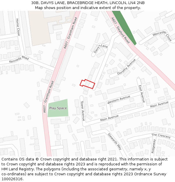 30B, DAVYS LANE, BRACEBRIDGE HEATH, LINCOLN, LN4 2NB: Location map and indicative extent of plot