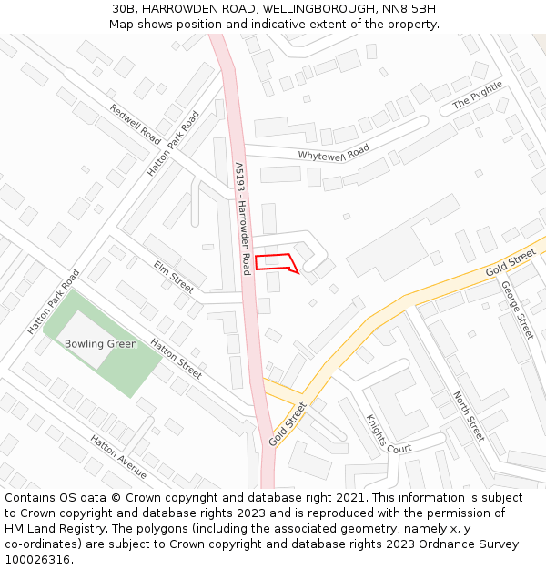 30B, HARROWDEN ROAD, WELLINGBOROUGH, NN8 5BH: Location map and indicative extent of plot