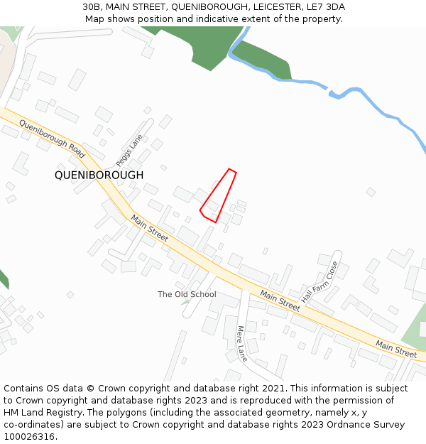 30B, MAIN STREET, QUENIBOROUGH, LEICESTER, LE7 3DA: Location map and indicative extent of plot