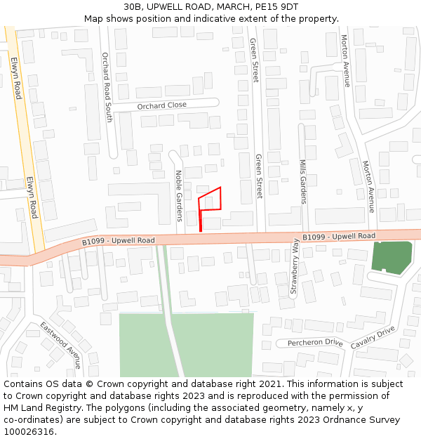 30B, UPWELL ROAD, MARCH, PE15 9DT: Location map and indicative extent of plot