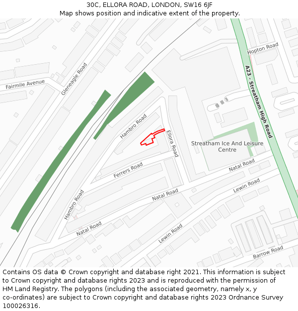 30C, ELLORA ROAD, LONDON, SW16 6JF: Location map and indicative extent of plot