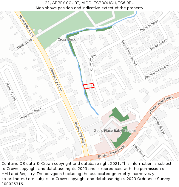 31, ABBEY COURT, MIDDLESBROUGH, TS6 9BU: Location map and indicative extent of plot