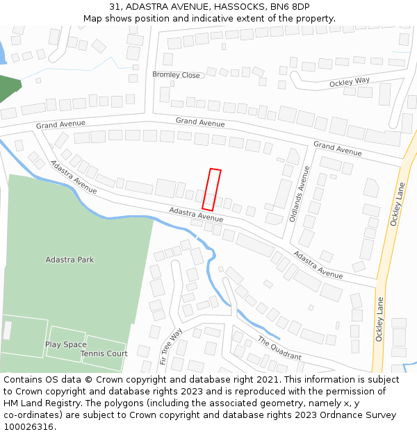 31, ADASTRA AVENUE, HASSOCKS, BN6 8DP: Location map and indicative extent of plot