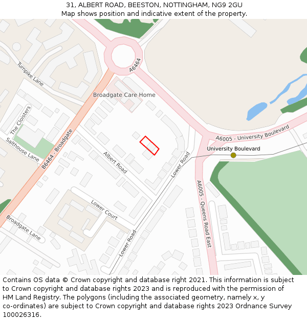 31, ALBERT ROAD, BEESTON, NOTTINGHAM, NG9 2GU: Location map and indicative extent of plot