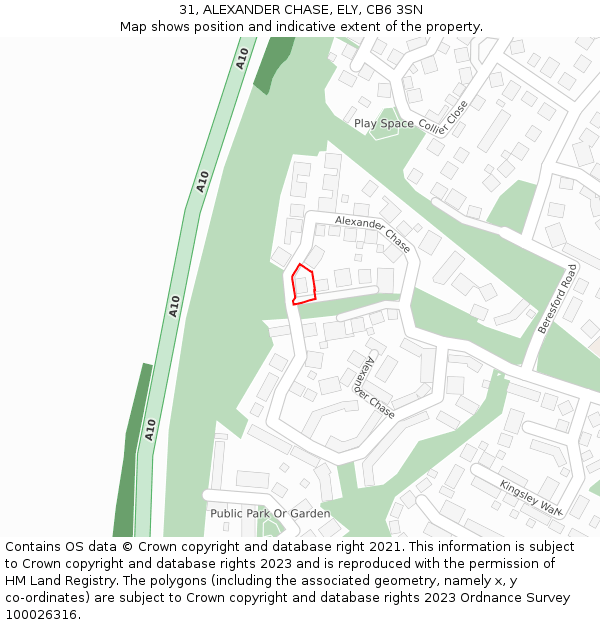 31, ALEXANDER CHASE, ELY, CB6 3SN: Location map and indicative extent of plot